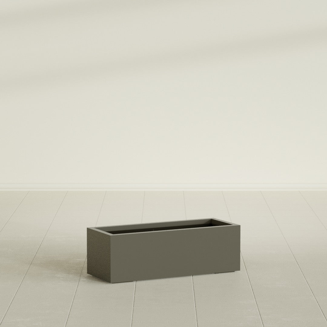 Cuba Large Long Rectangle Fiberglass Planter - 36 in x 14 in x 12 in - Matte Bronze - Matte Bronze,36 in x 14 in x 12 in