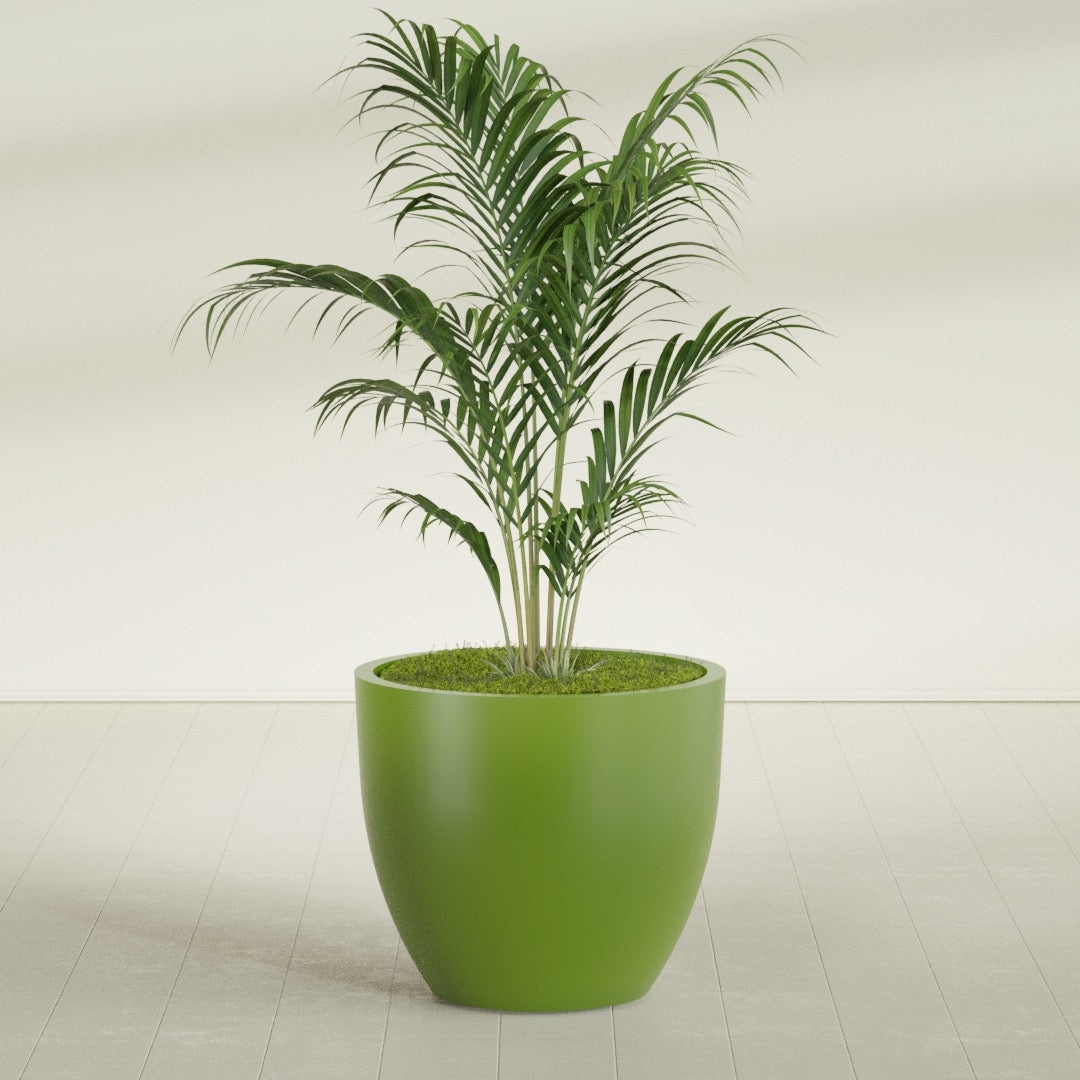 Wannsee Large Round Fiberglass Planter - 39 in x 39 in x 34 in - Satin Green - Satin Green,39 in x 39 in x 34 in