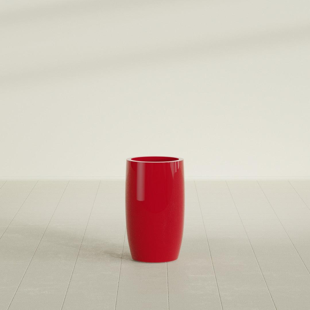 Lisbon Medium Round Fiberglass Planter - 14 in x 14 in x 25 in - Gloss Red - Gloss Red,14 in x 14 in x 25 in