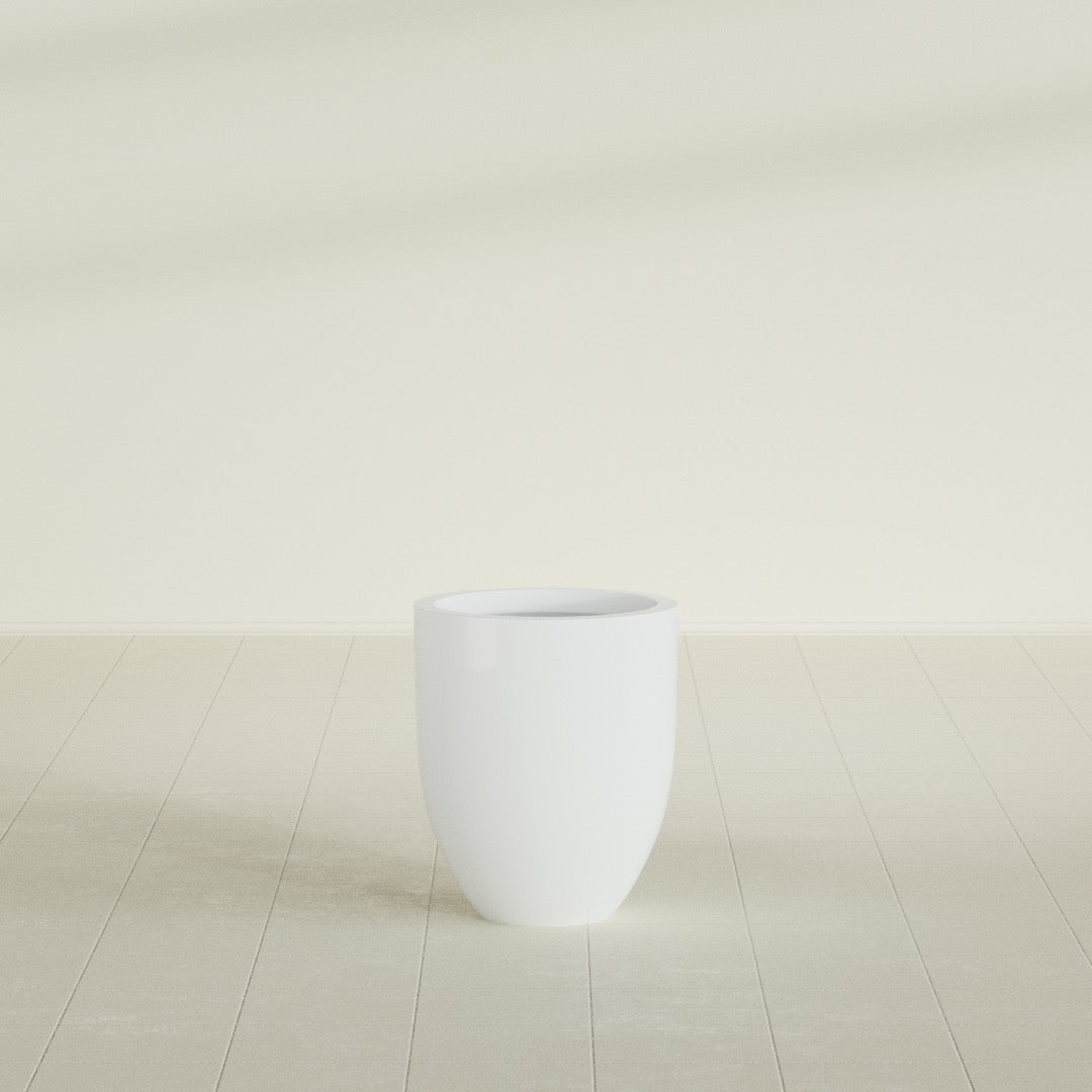 Valencia Small Round Fiberglass Planter - 15 in x 15 in x 18 in - Matte White - Matte White,15 in x 15 in x 18 in