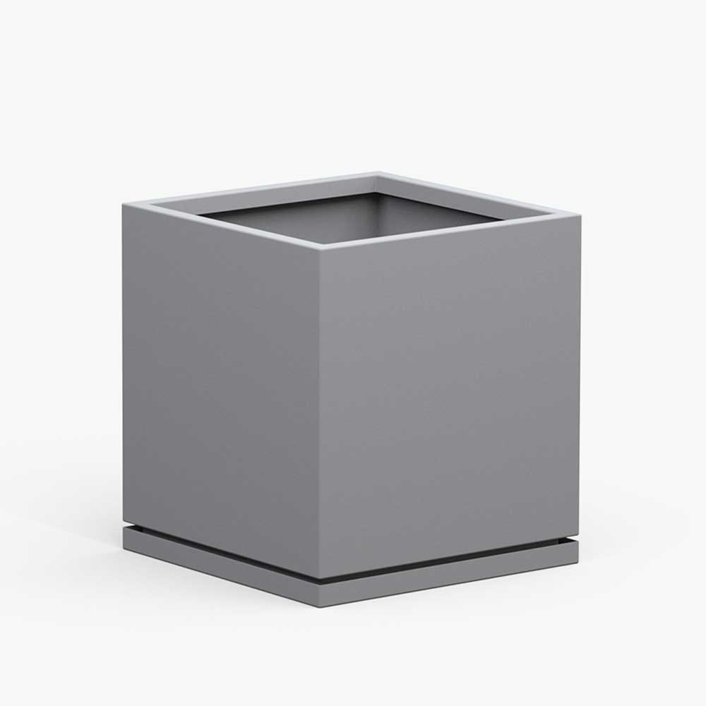 Small Metal Square Cube Planter - 18 in x 18 in x 18 in - Pewter - Without Drip Tray - Pewter,18 in x 18 in x 18 in,Without Drip Tray