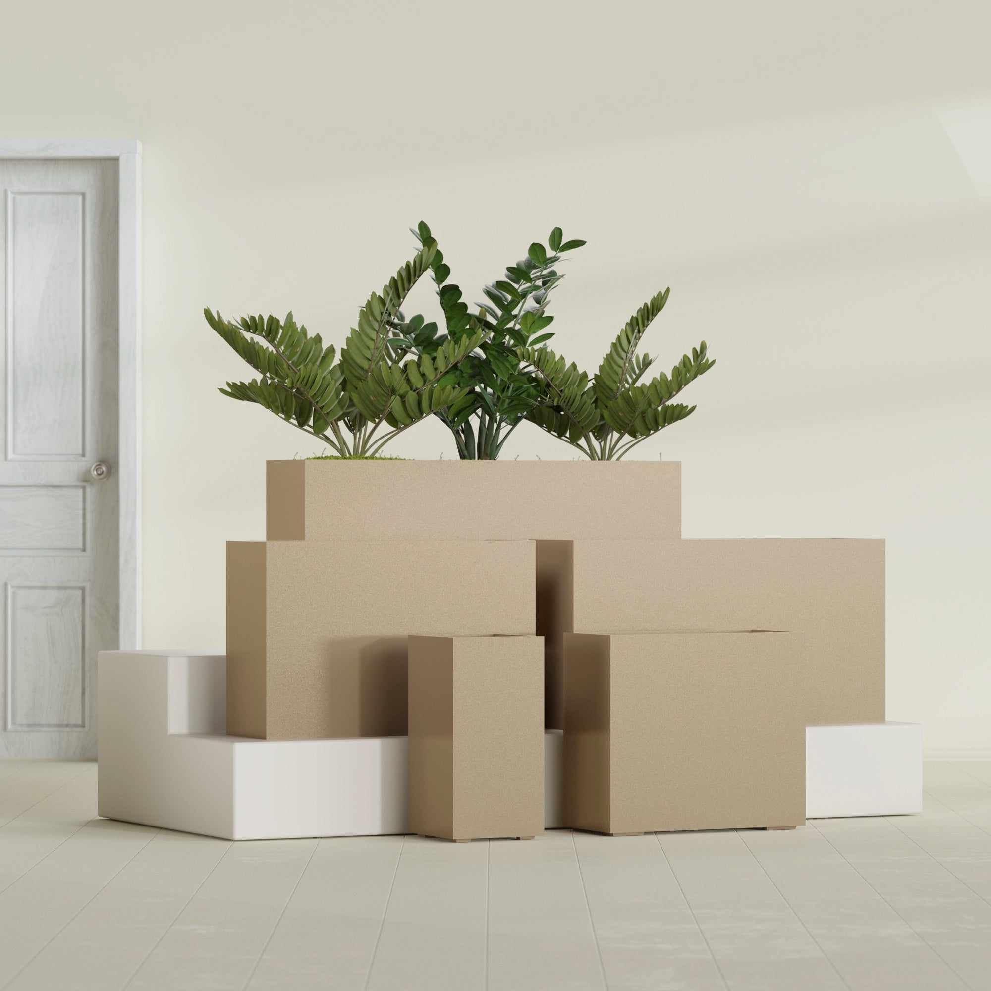 Potsdam Extra Large Long Rectangle Fiberglass Planter - 48 in x 16 in x 32 in - Metallic Gold - Metallic Gold,48 in x 16 in x 32 in