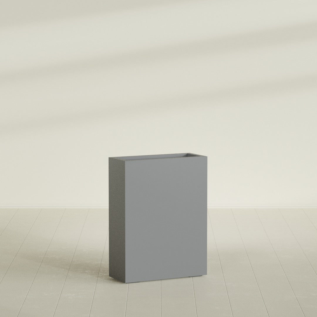 Amesbury Large Narrow Rectangle Fiberglass Planter - 24 in x 10 in x 32 in - Metallic Gunmetal - Metallic Gunmetal,24 in x 10 in x 32 in