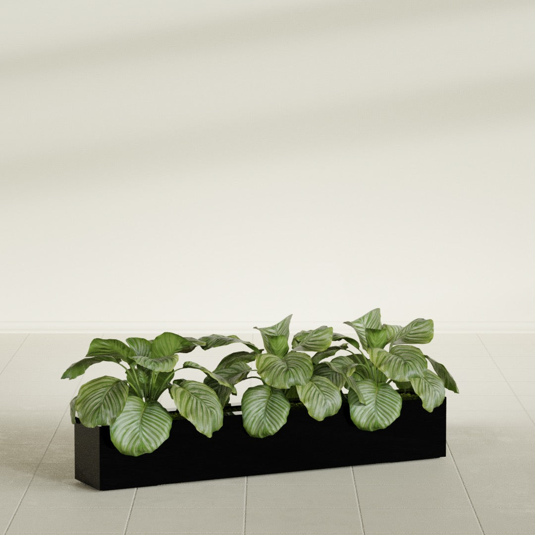 Salon Large Tall Rectangle Fiberglass Planter - 48 in x 8 in x 8 in - Gloss Black - Gloss Black,48 in x 8 in x 8 in