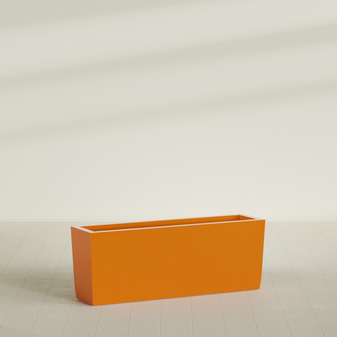 Panama Extra Large Long Rectangle Fiberglass Planter - 48 in x 12 in x 18 in - Gloss Tangerine - Gloss Tangerine,48 in x 12 in x 18 in