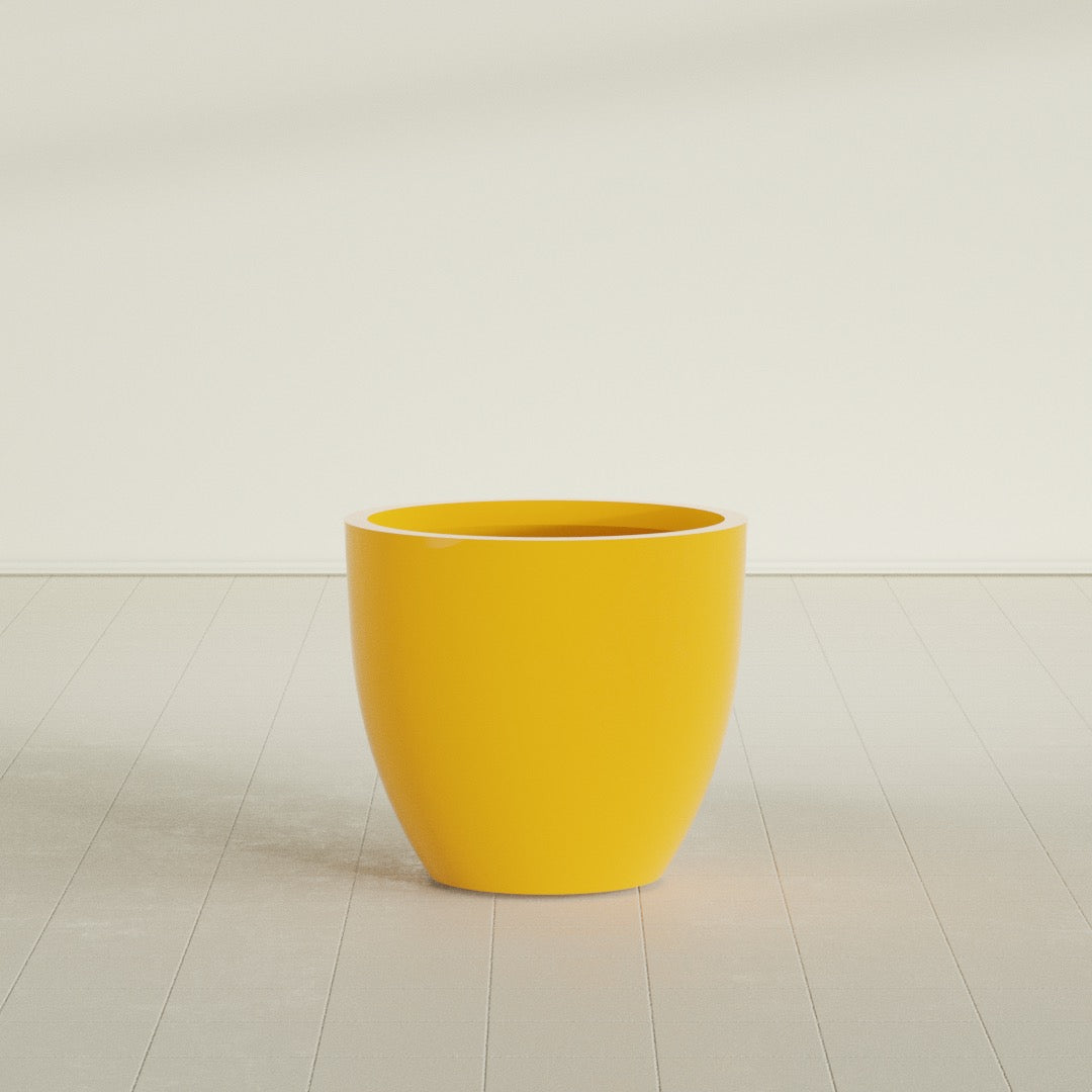 Wannsee Large Round Fiberglass Planter - 33 in x 33 in x 29 in - Gloss Saffron - Gloss Saffron,33 in x 33 in x 29 in