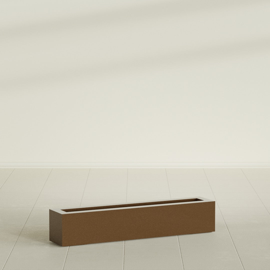 Salon Large Tall Rectangle Fiberglass Planter - 42 in x 8 in x 8 in - Metallic Bronze - Metallic Bronze,42 in x 8 in x 8 in