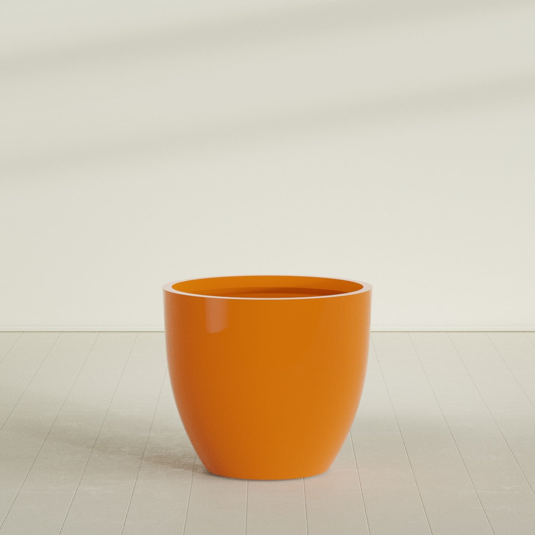 Wannsee Large Round Fiberglass Planter - 44 in x 44 in x 39 in - Gloss Tangerine - Gloss Tangerine,44 in x 44 in x 39 in