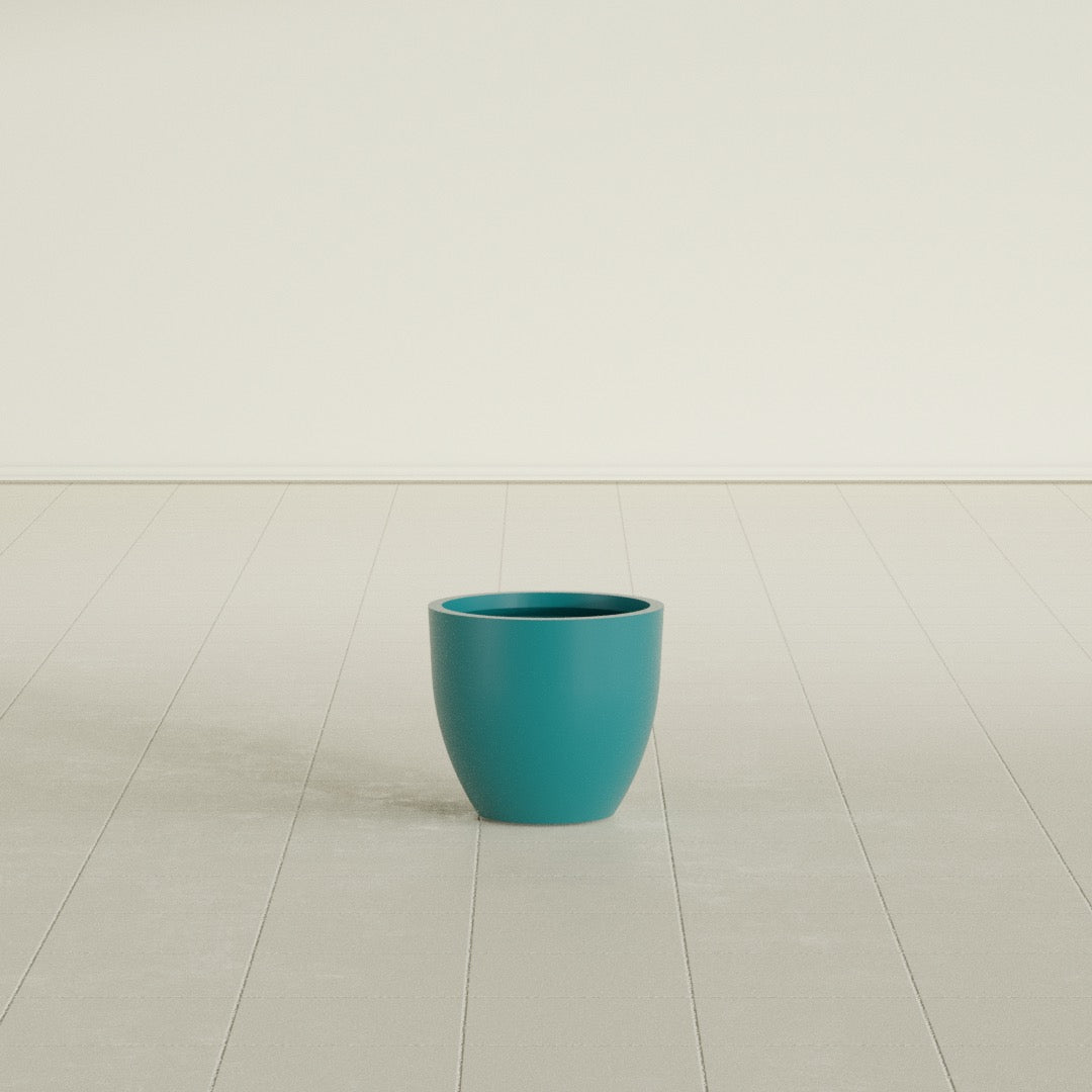 Wannsee Small Round Fiberglass Planter - 15 in x 15 in x 13 in - Satin Sea Foam - Satin Sea Foam,15 in x 15 in x 13 in