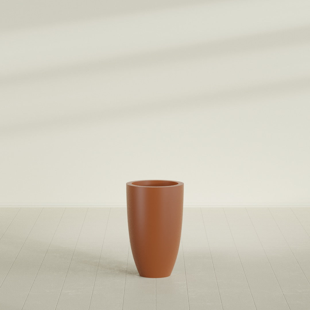 Brannan Medium Round Fiberglass Planter - 18 in x 18 in x 29 in - Matte Terracotta - Matte Terracotta,18 in x 18 in x 29 in