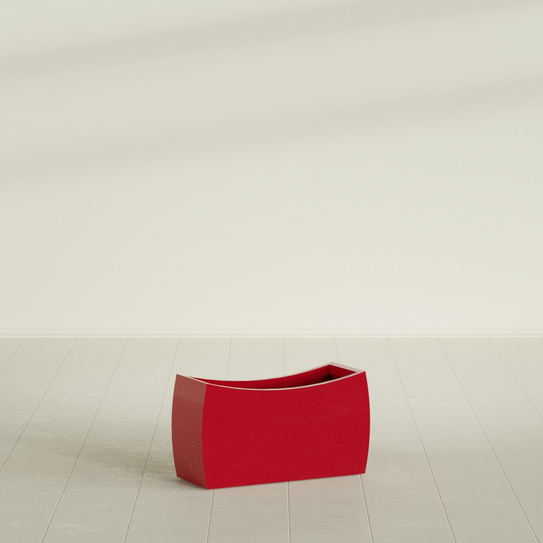Seoul Large Curved Abstract Fiberglass Planter - 32 in x 12 in x 18 in - Gloss Red - Gloss Red,32 in x 12 in x 18 in