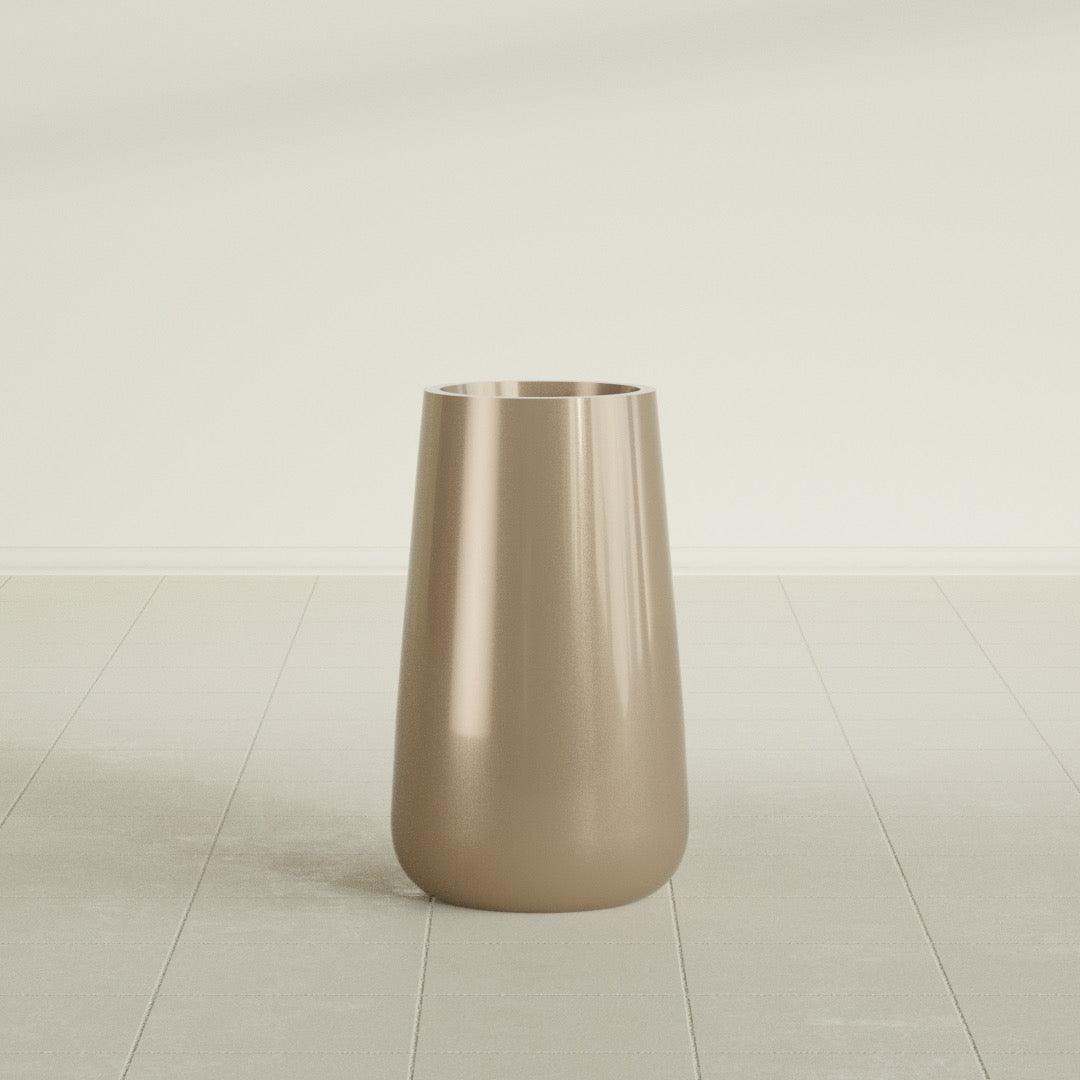 Saigon Large Tapered Round Planter - 14 in x 14 in x 30 in - Metallic Gold - Metallic Gold,13.7 in x 13.7 in 30 in