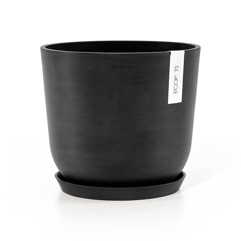 Oslo Small Round Planter - 13.8 in x 13.8 in x 12 in - Planter + Saucer - Dark Grey - Dark Grey,13.75 in x 13.75 in x 12 in,Planter + Saucer