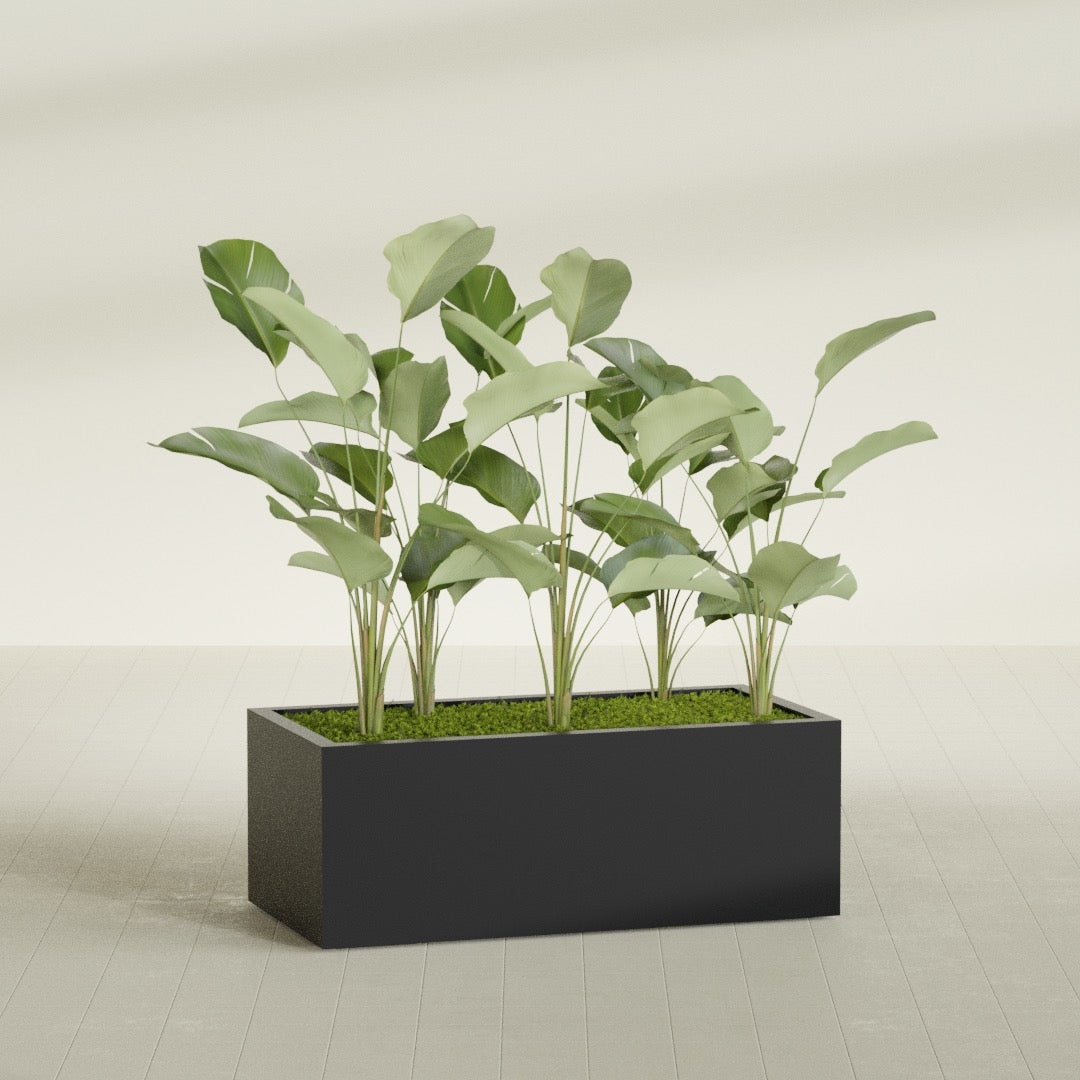 Torino Extra Large Wide Rectangle Fiberglass Planter - 48 in x 24 in x 18 in - Matte Black - Matte Black,48 in x 24 in x 18 in