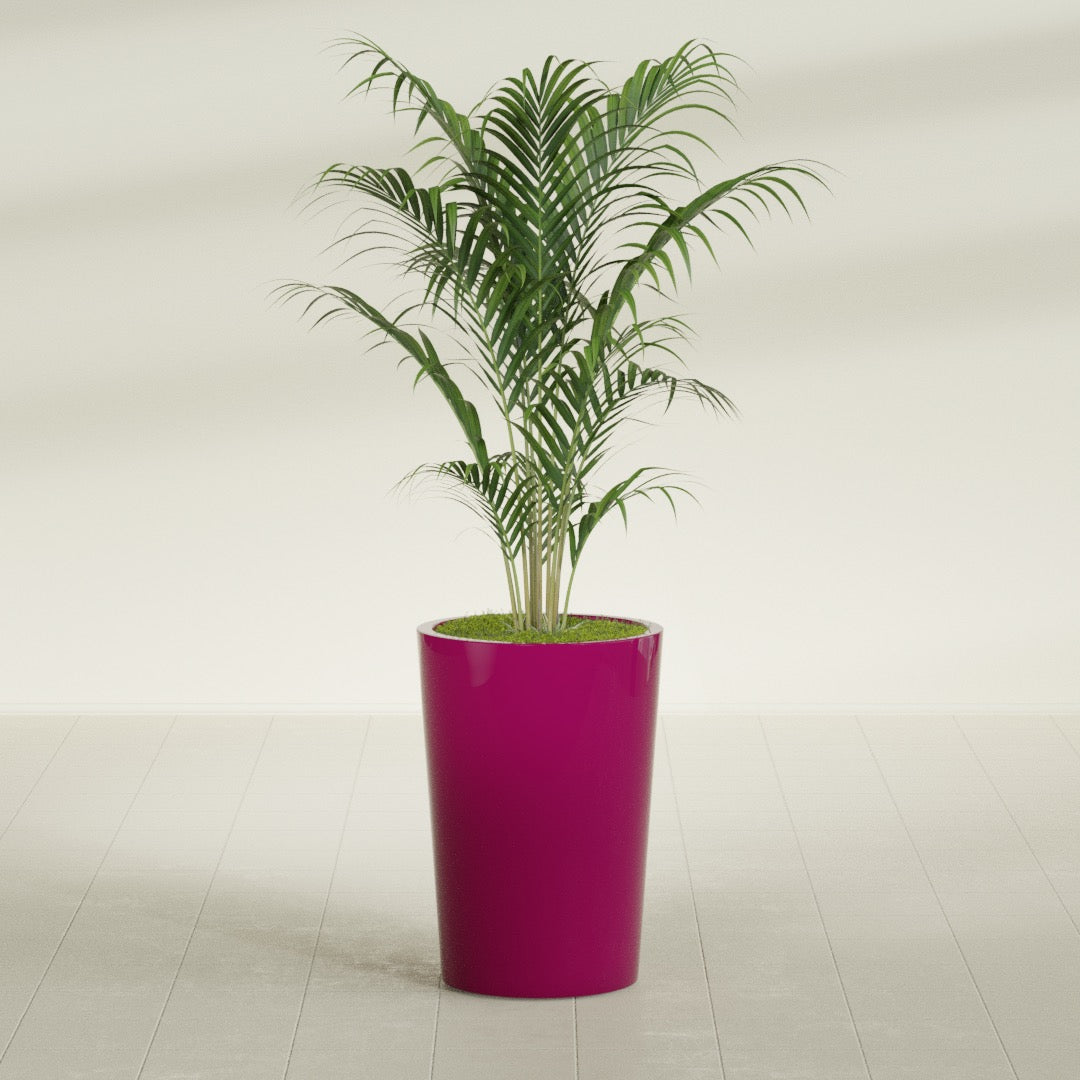 Tegel Medium Round Fiberglass Planter - 18 in x 18 in x 26 in - Gloss Eggplant - Gloss Eggplant,18 in x 18 in x 26 in