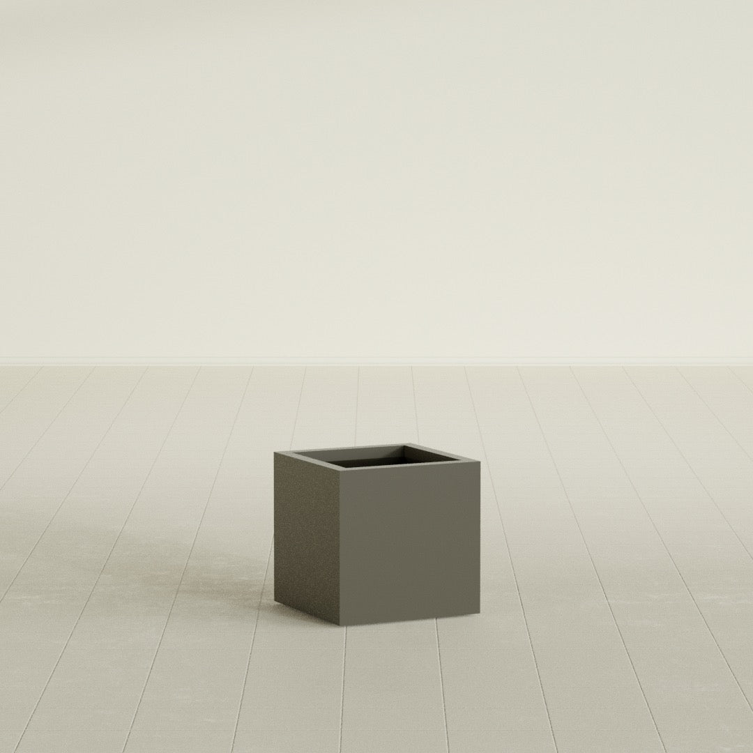 Montroy Small Cube Square Fiberglass Planter - 16 in x 16 in x 16 in - Matte Bronze - Matte Bronze,16 in x 16 in x 16 in