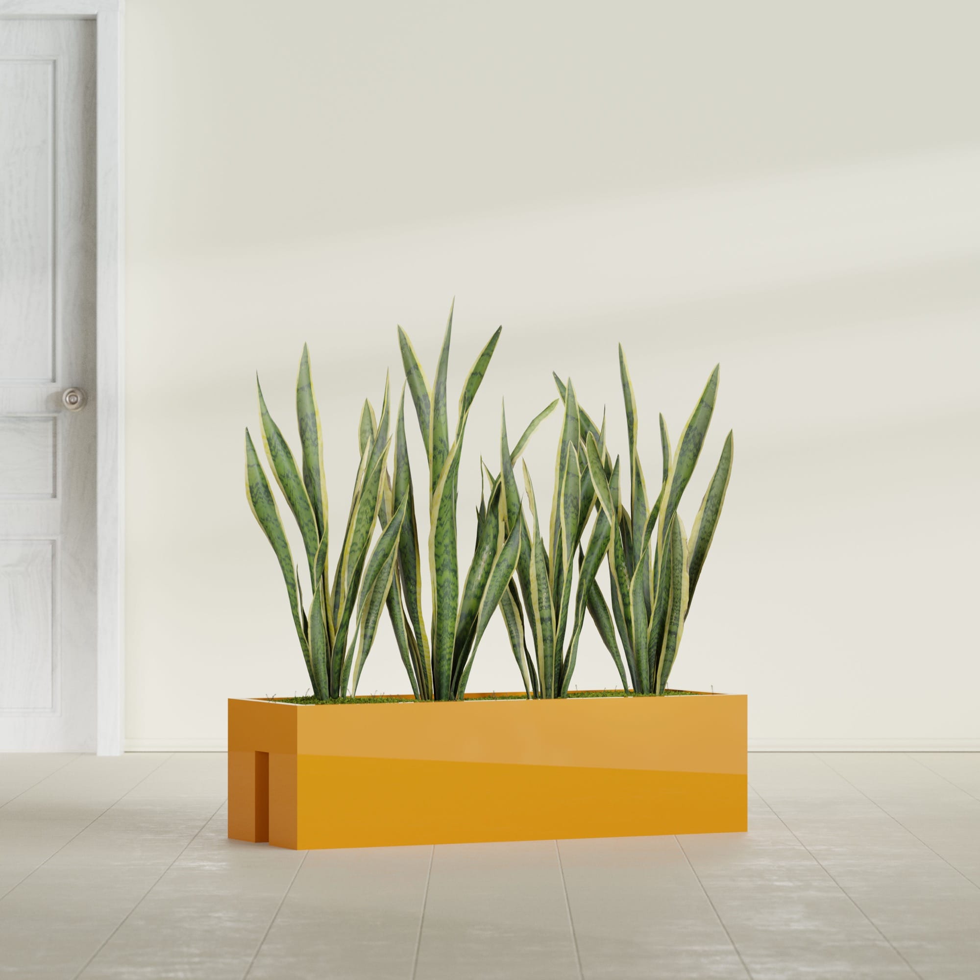 Tiergarden Large Long Over The Railing Rectangle Fiberglass Planter - 36 in x 12 in x 10 in - Gloss Saffron - Gloss Saffron,36 in x 12 in x 10 in