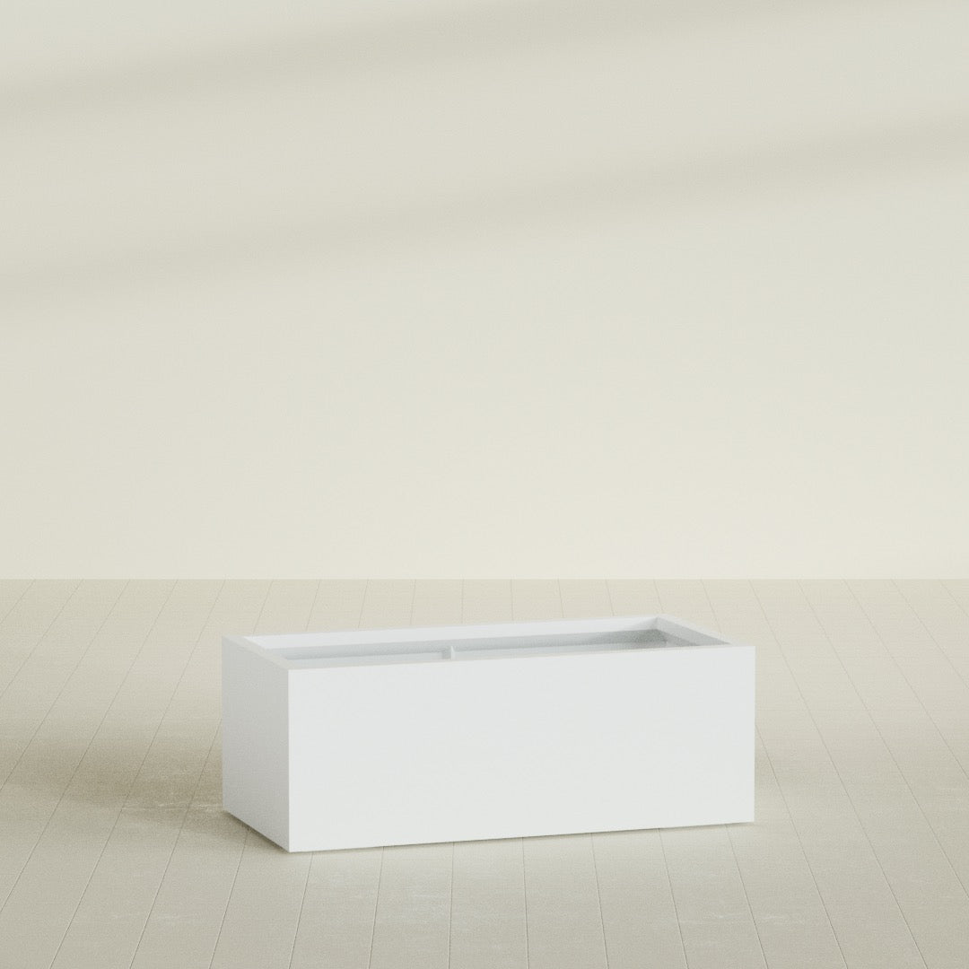 Torino Extra Large Wide Rectangle Fiberglass Planter - 48 in x 24 in x 18 in - Matte White - Matte White,48 in x 24 in x 18 in