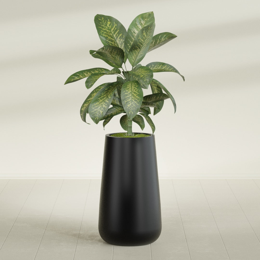 Saigon Extra Large Tapered Round Planter - 19 in x 24 in x 42 in - Matte Black - Matte Black,19.2 in x 24.2 in x 42 in