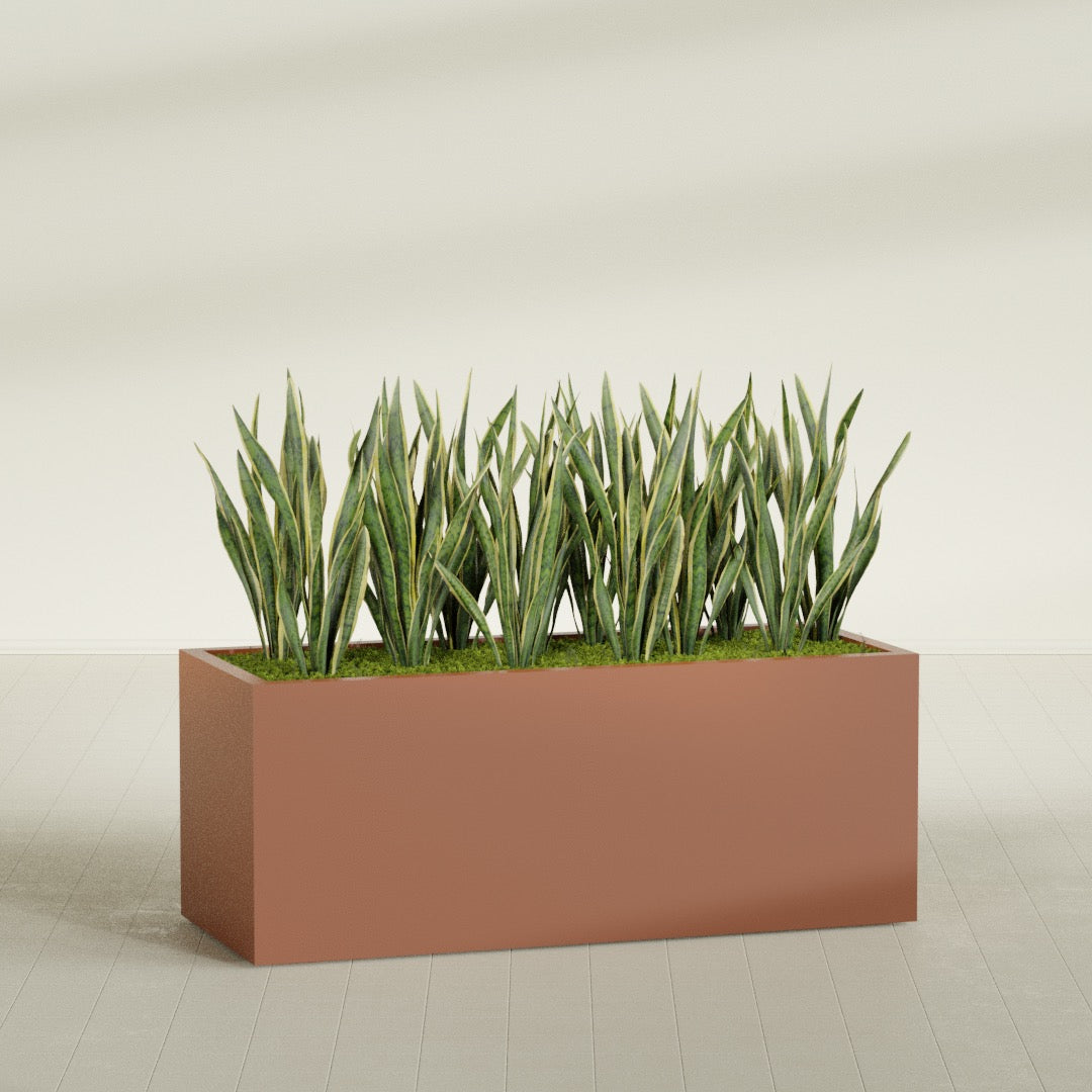 Granada Extra Large Long Rectangle Fiberglass Planter - 60 in x 24 in x 24 in - Matte Terracotta - Matte Terracotta,60 in x 24 in x 24 in