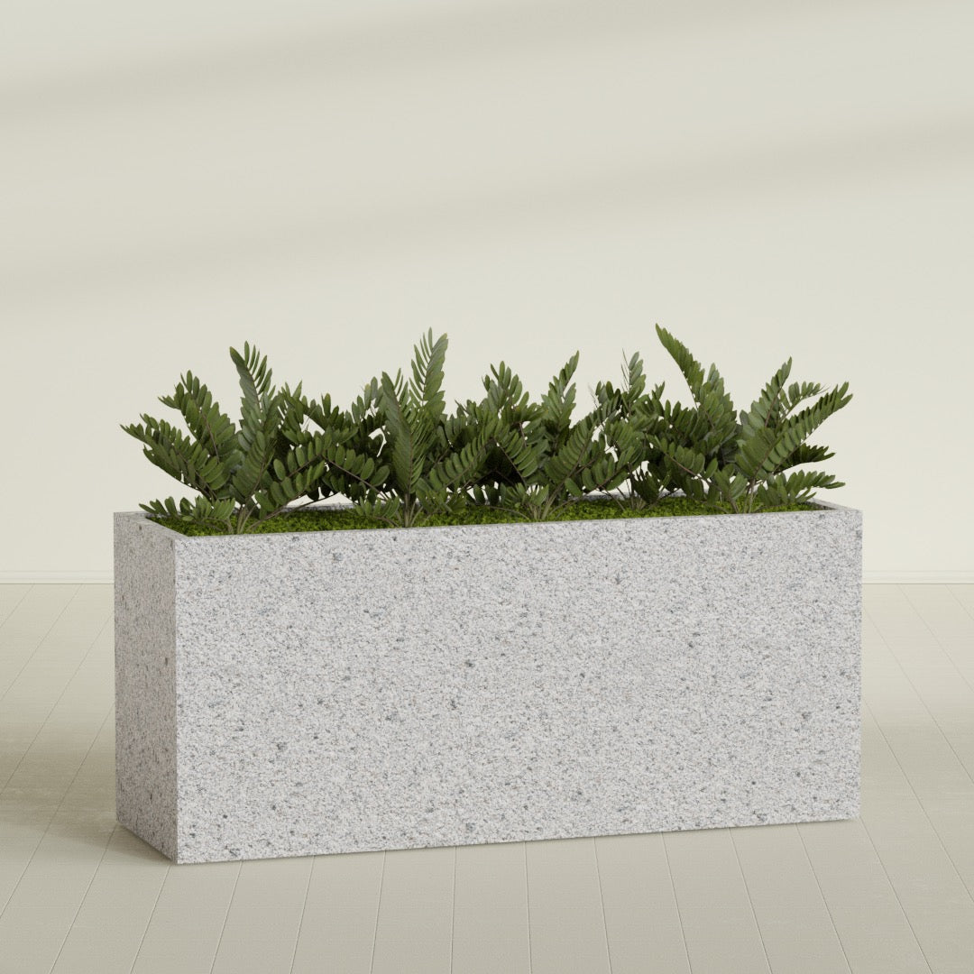 ProTone Fiberglass Premium Finish Extra Large Rectangle Planter - 72 in x 24 in x 32 in - StoneLight - Greystone - StoneLight - Greystone,72 in x 24 in x 32 in
