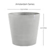 Amsterdam Medium Round Planter with Wheels - 23.5 in x 23.5 in x 22 in - White Grey - White Grey,23.5 in x 23.5 in x 22 in