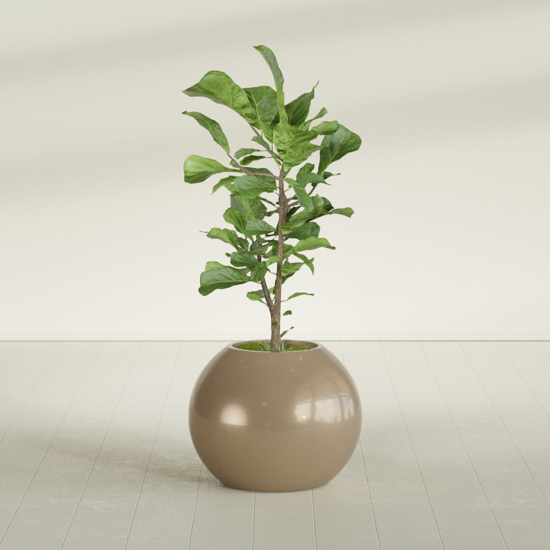 Globe Medium Sphere Fiberglass Planter - 24 in x 24 in x 19 in - Metallic Gold - Metallic Gold,24 in x 24 in x 20 in