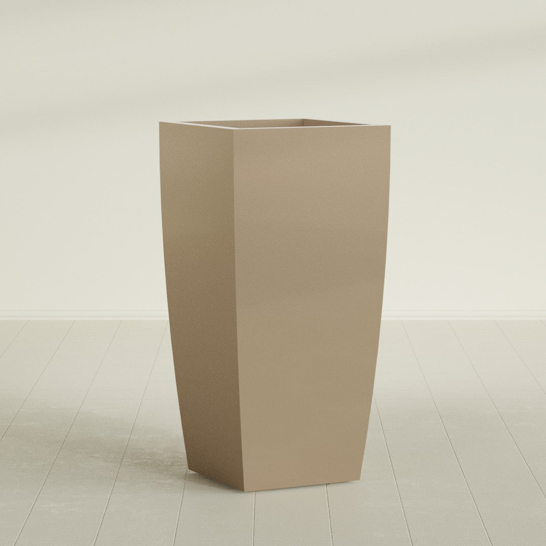 Toulan Extra Large Tall Tapered Square Fiberglass Planter - 23 in x 23 in x 48 in - Metallic Gold - Metallic Gold,23 in x 23 in x 48 in
