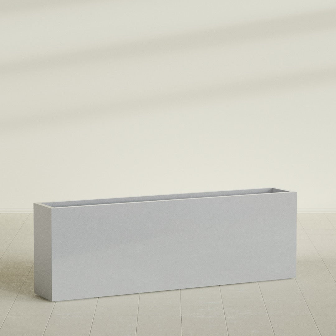 Hollywood Extra Large Narrow Rectangle Fiberglass Planter - 72 in x 12 in x 24 in - Metallic Silver - Metallic Silver,72 in x 12 in x 24 in