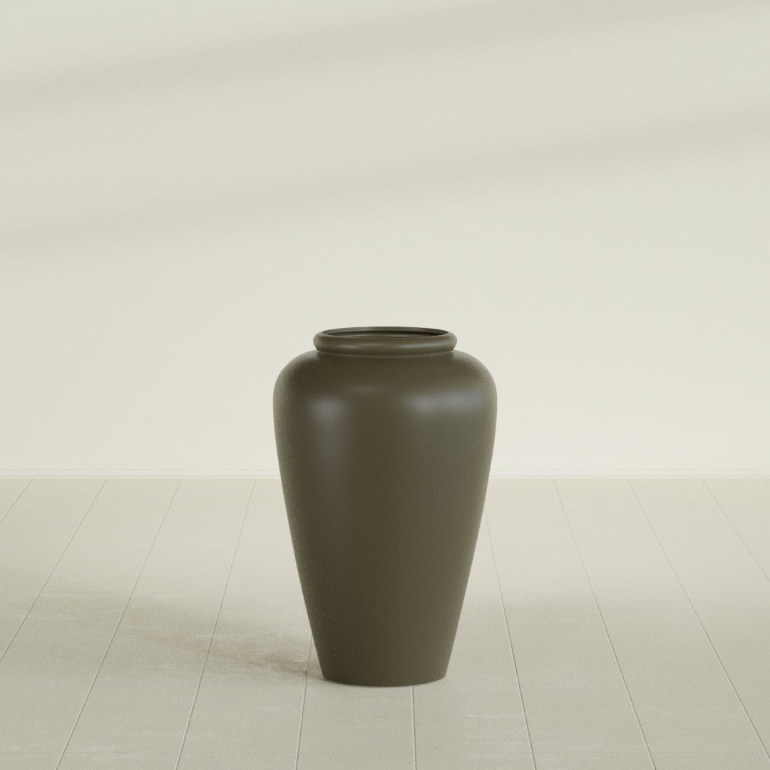 Bara Jar Large Round Fiberglass Planter - 20 in x 20 in x 31 in - Matte Bronze - Matte Bronze,20 in x 20 in x 32 in