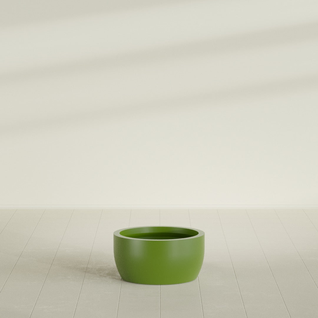 Casablanca Medium Round Low Bowl Fiberglass Planter - 24 in x 24 in x 12 in - Satin Green - Satin Green,24 in x 24 in x 12 in