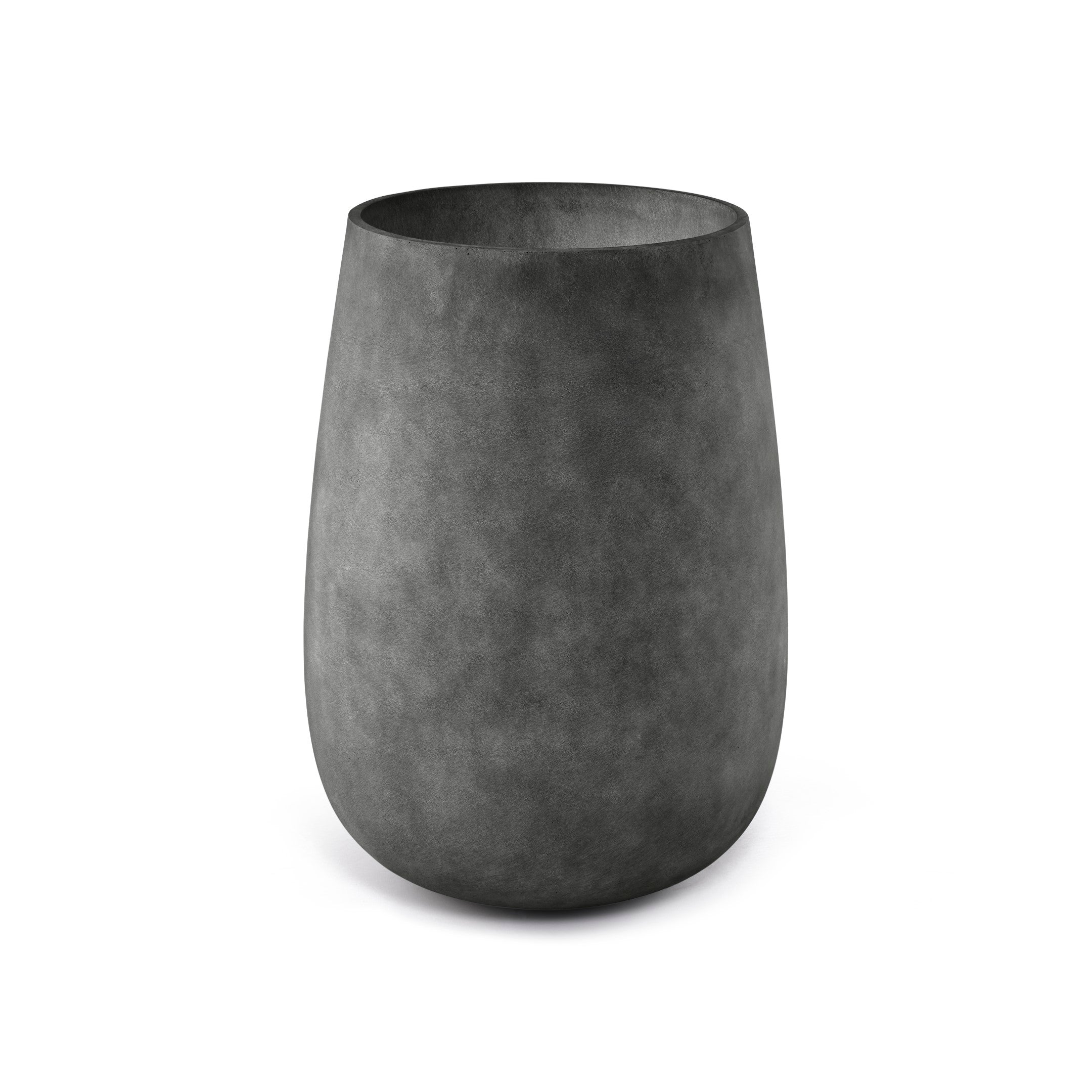 Mondo High Tall Planter – Grey Stone Finish – Fiberglass Indoor/Outdoor and Weather-Resistant Round Planter (21.6" D x 35.4" H Exterior, 20.3" D x 35.4" H Interior) - Grey Stone,21.6 in x 21.6 in x 35.4 in