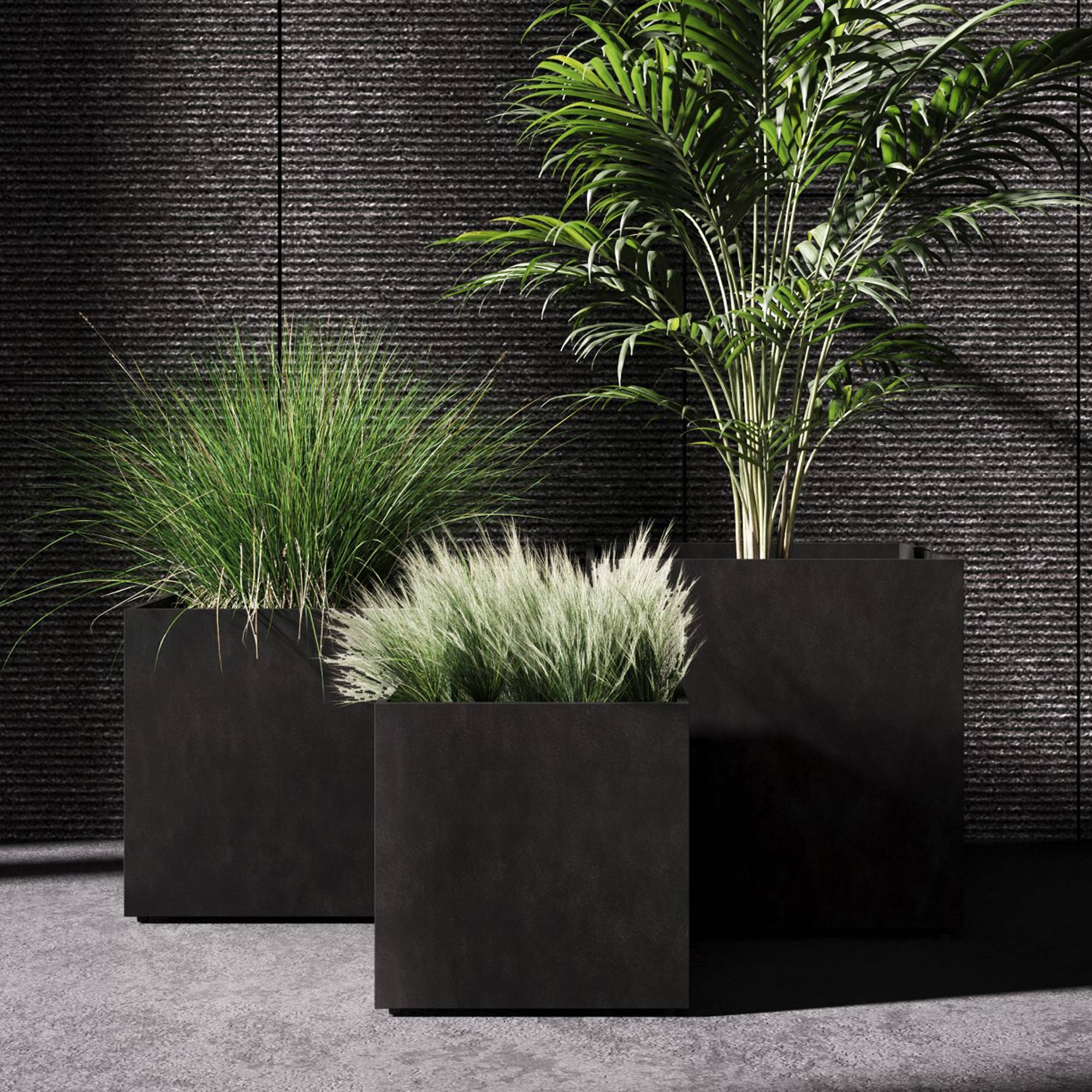 Reglito Cube Planter - 19.75 in x 19.75 in x 20.25 in - Brown Stone - Brown Stone,19.75 in x 19.75 in x 20.25 in
