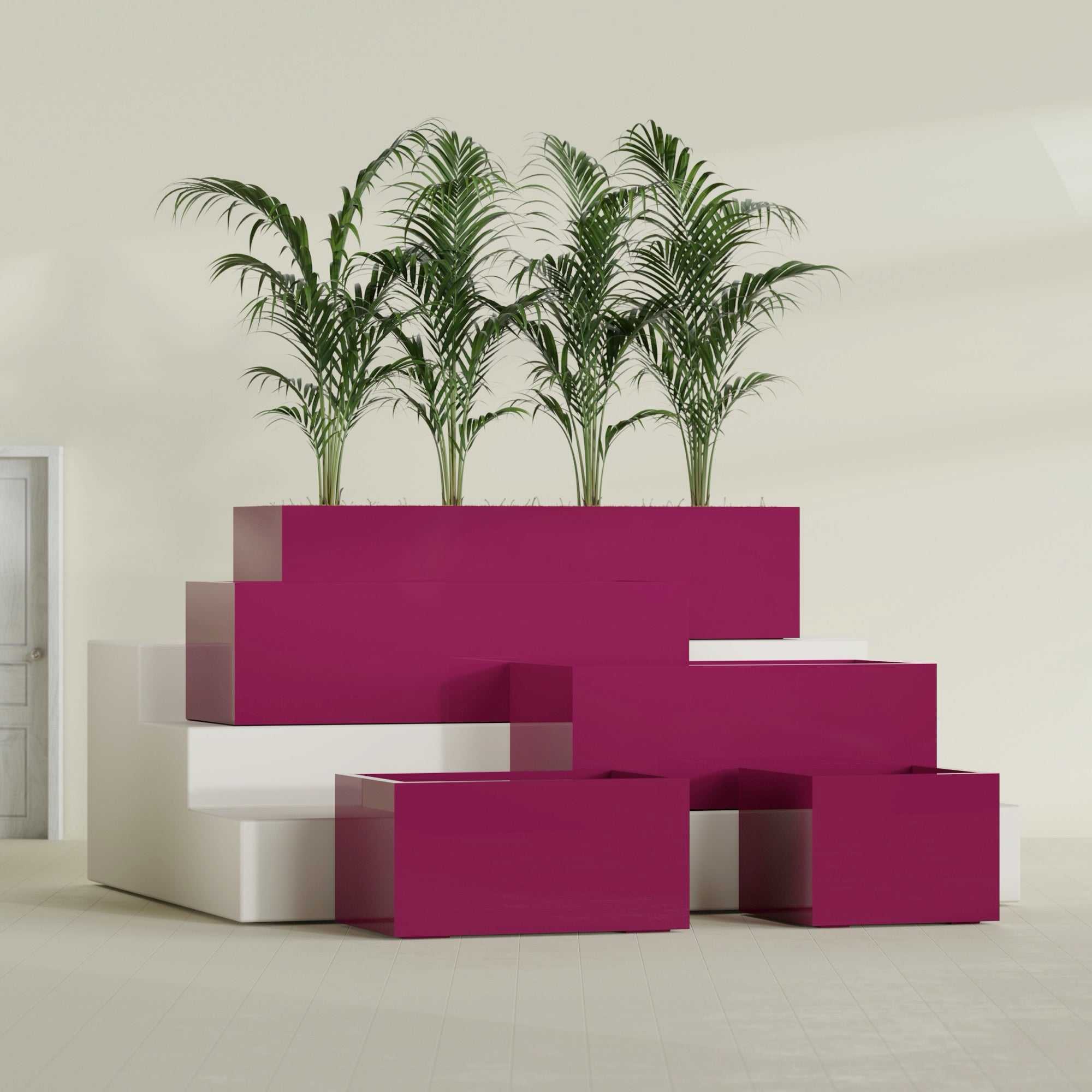 Torino Extra Large Wide Rectangle Fiberglass Planter - 60 in x 24 in x 18 in - Gloss Eggplant - Gloss Eggplant,60 in x 24 in x 18 in