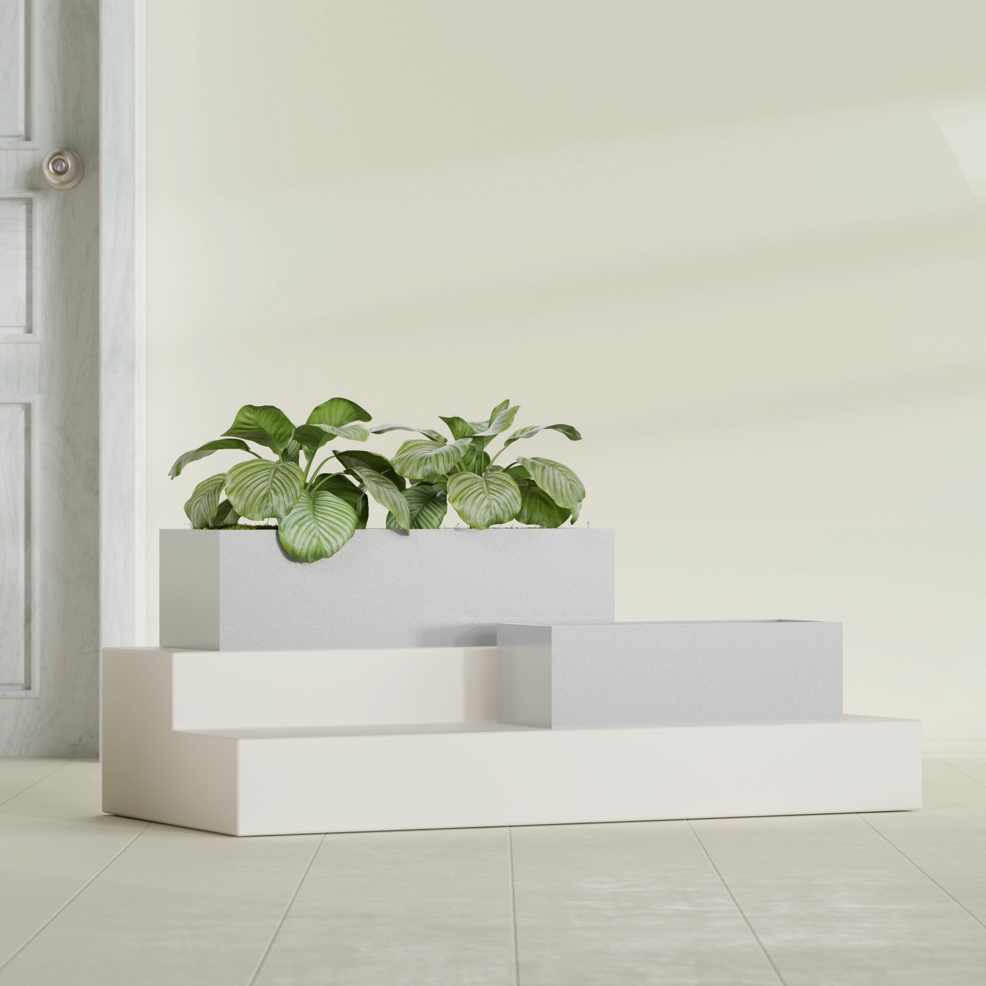 Reade Small Tabletop Rectangle Fiberglass Planter - 14 in x 5 in x 4.3 in - Metallic Silver - Metallic Silver,14 in x 5 in x 4.3 in
