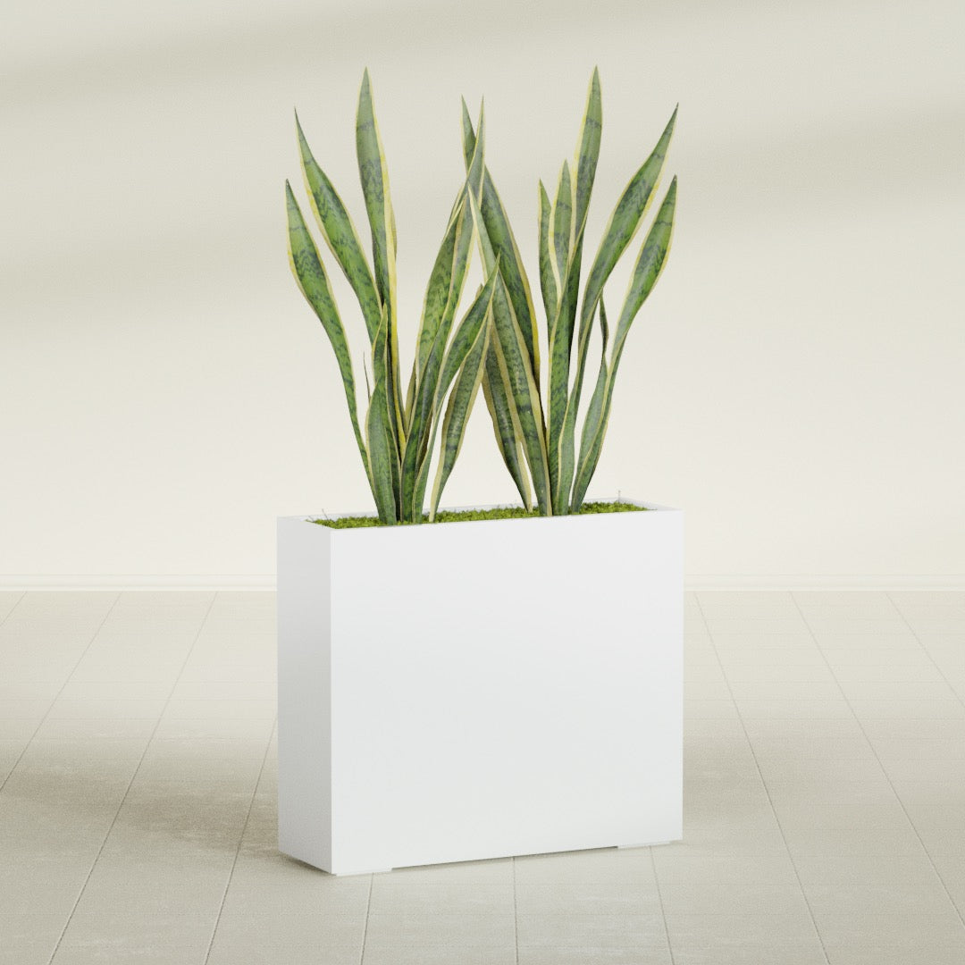 Perth Extra Large Long Rectangle Fiberglass Planter - 48 in x 16 in x 42 in - Matte White - Matte White,48 in x 16 in x 42 in