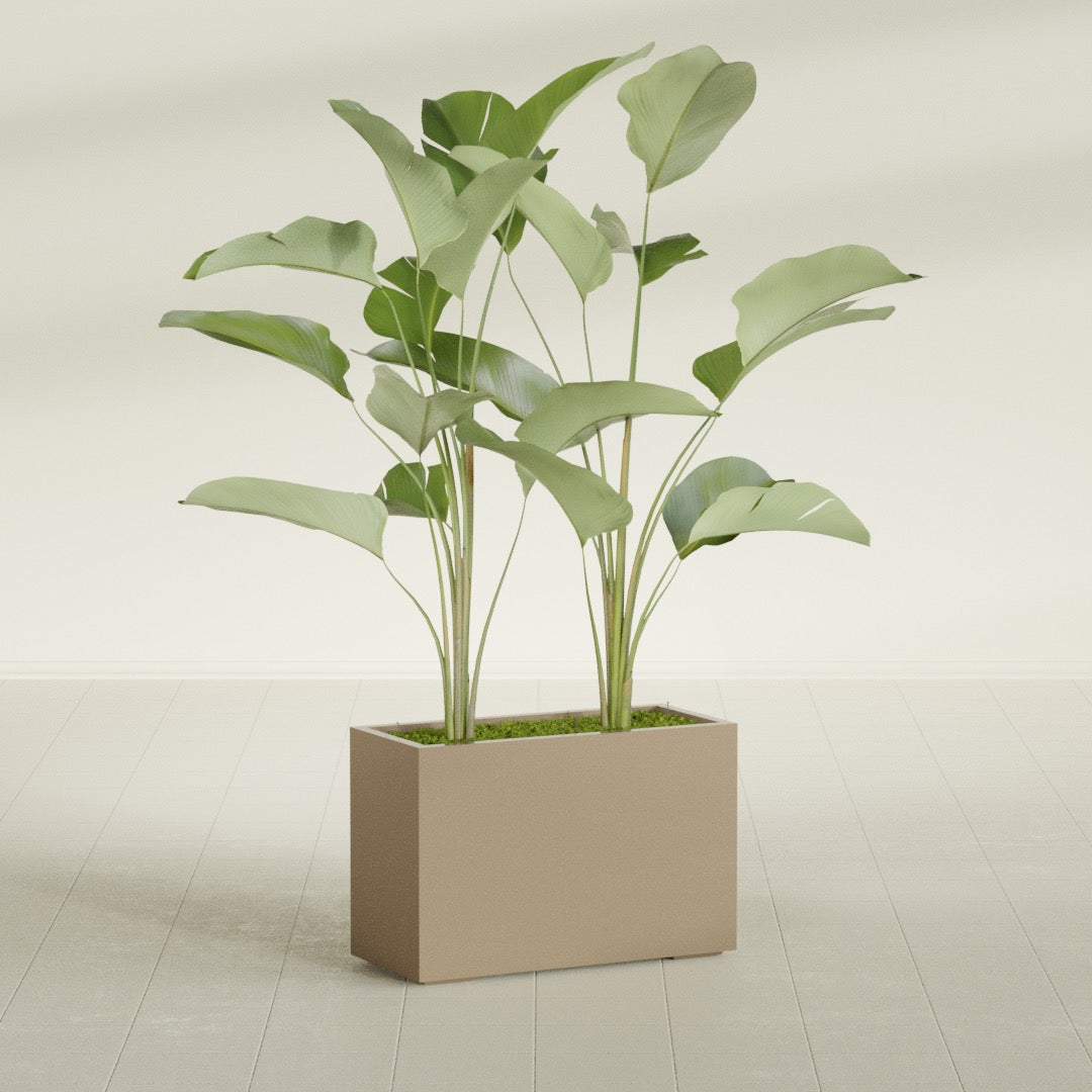 Tolga Large Rectangle Fiberglass Planter - 36 in x 16 in x 24 in - Metallic Gold - Metallic Gold,36 in x 16 in x 24 in