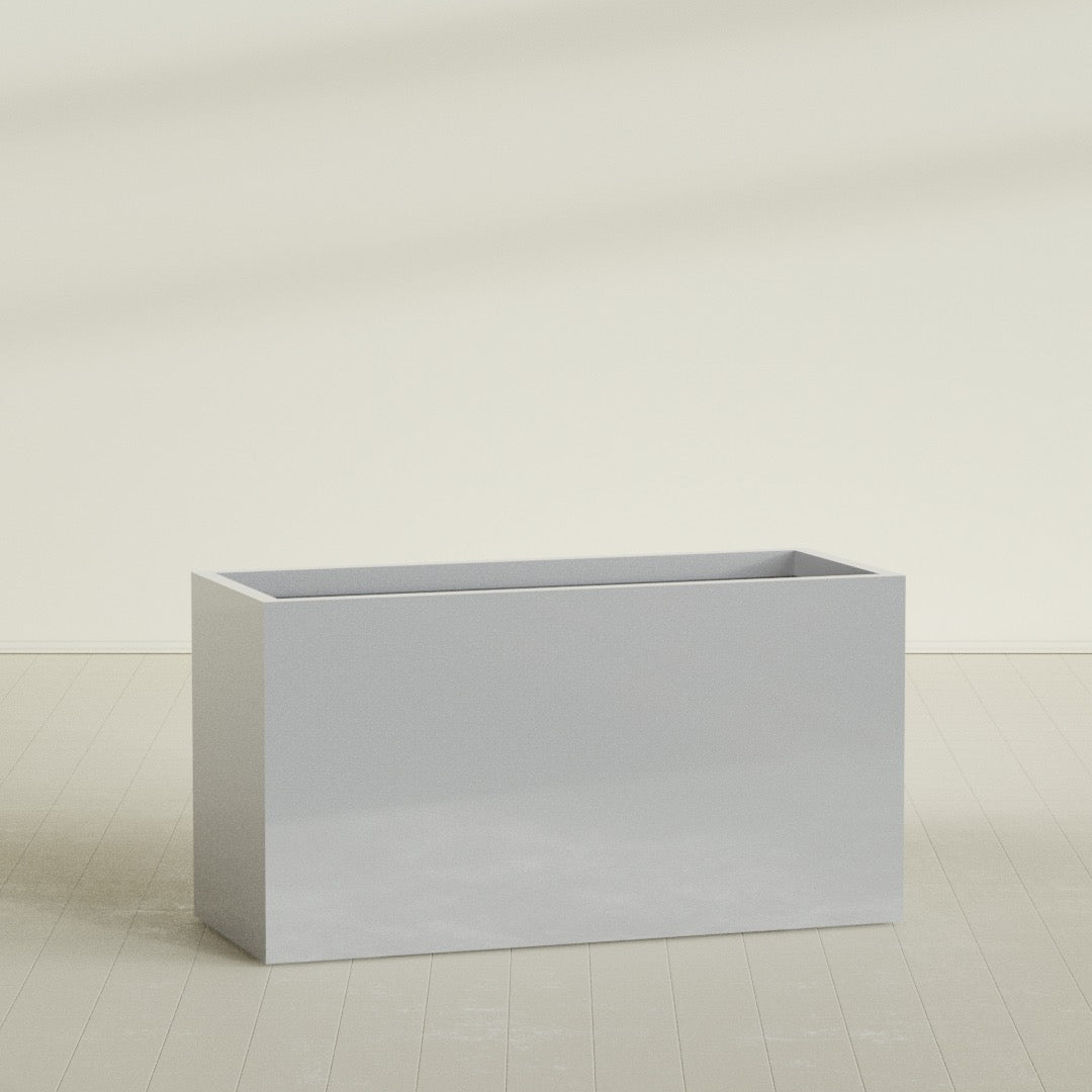 Brisbane Extra Large Long Rectangle Fiberglass Planter - 60 in x 24 in x 32 in - Metallic Silver - Metallic Silver,60 in x 24 in x 32 in