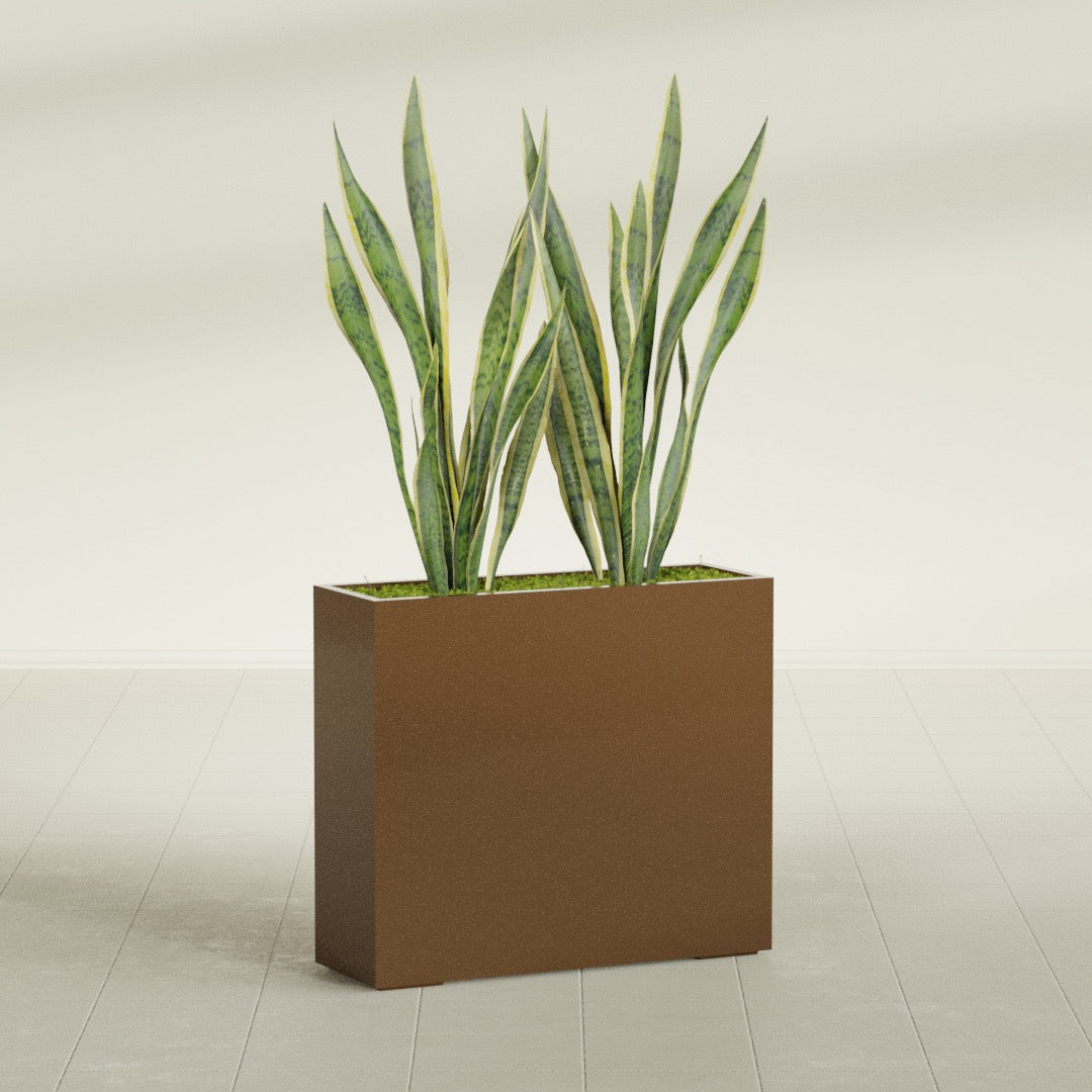 Perth Extra Large Long Rectangle Fiberglass Planter - 48 in x 16 in x 42 in - Metallic Bronze - Metallic Bronze,48 in x 16 in x 42 in