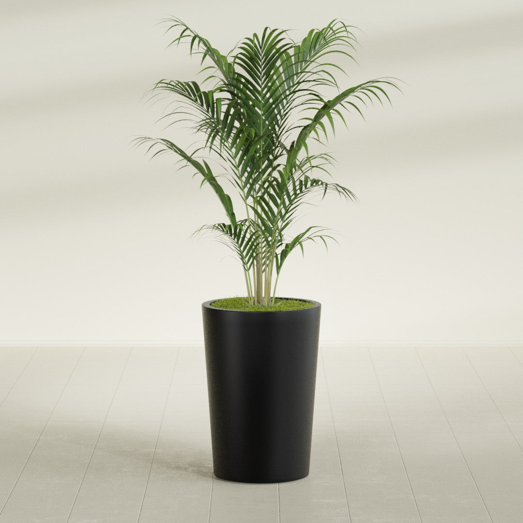Tegel Medium Round Fiberglass Planter - 18 in x 18 in x 26 in - Matte Black - Matte Black,18 in x 18 in x 26 in