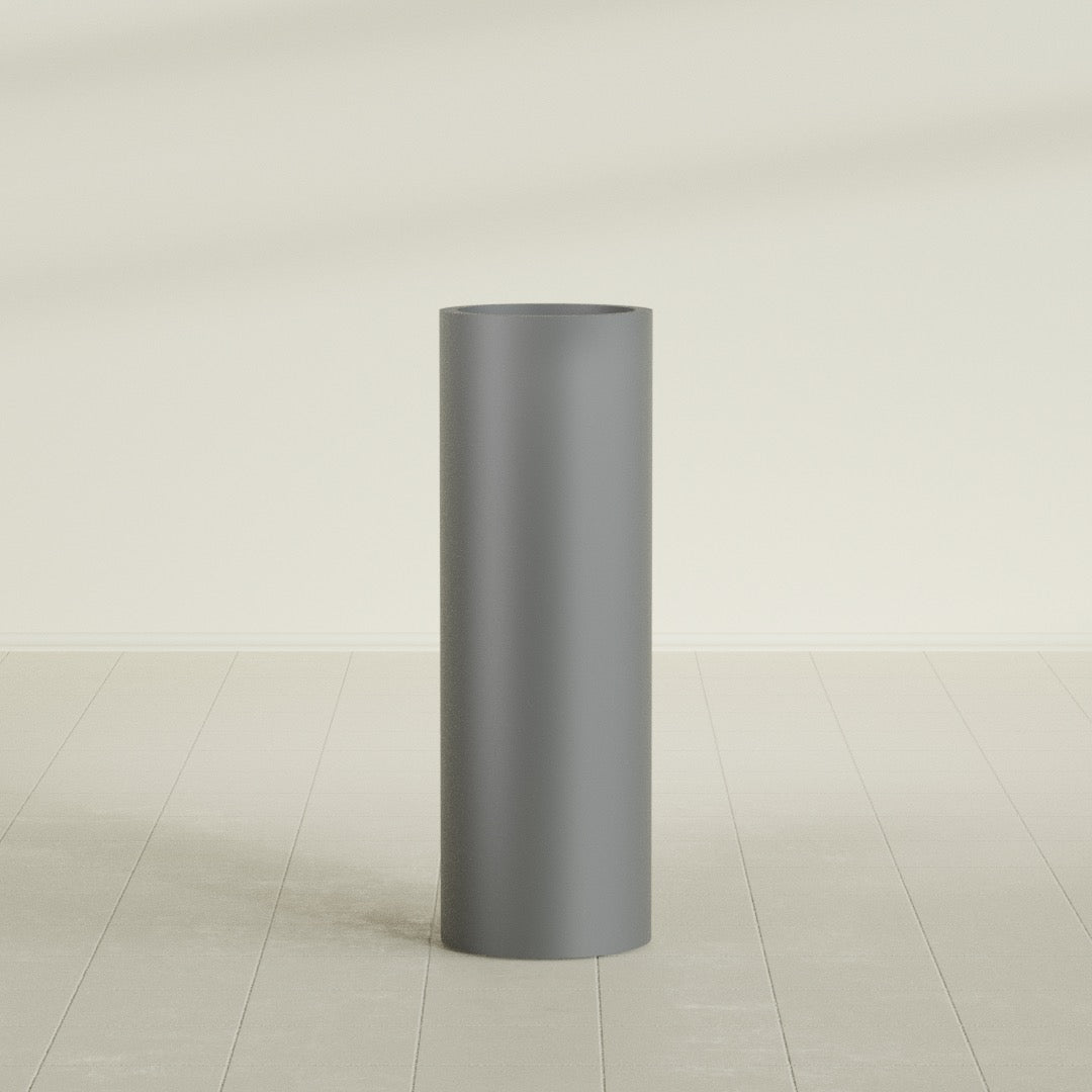 Corry Large Tall Cylinder Fiberglass Planter - 12 in x 12 in x 36 in - Metallic Gunmetal - Metallic Gunmetal,30 in x 30 in x 32 in
