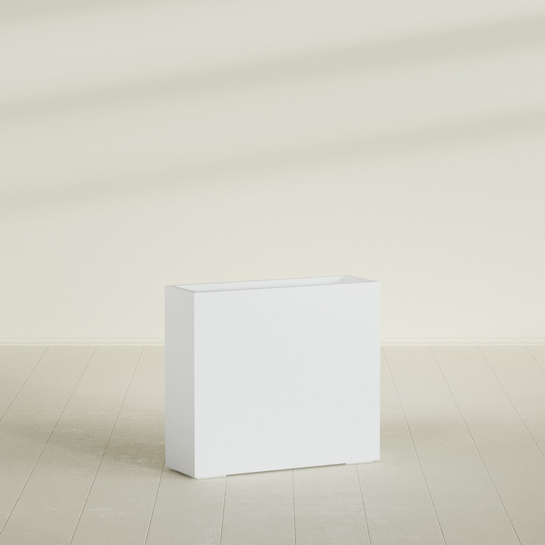 Delray Large Tall Rectangle Fiberglass Planter - 36 in x 12 in x 32 in - Gloss White - Gloss White,36 in x 12 in x 32 in