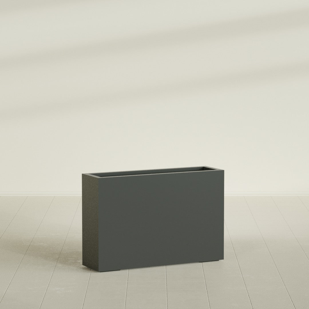Milano Large Narrow Rectangle Fiberglass Planter - 36 in x 10 in x 24 in - Matte Charcoal - Matte Charcoal,36 in x 10 in x 24 in