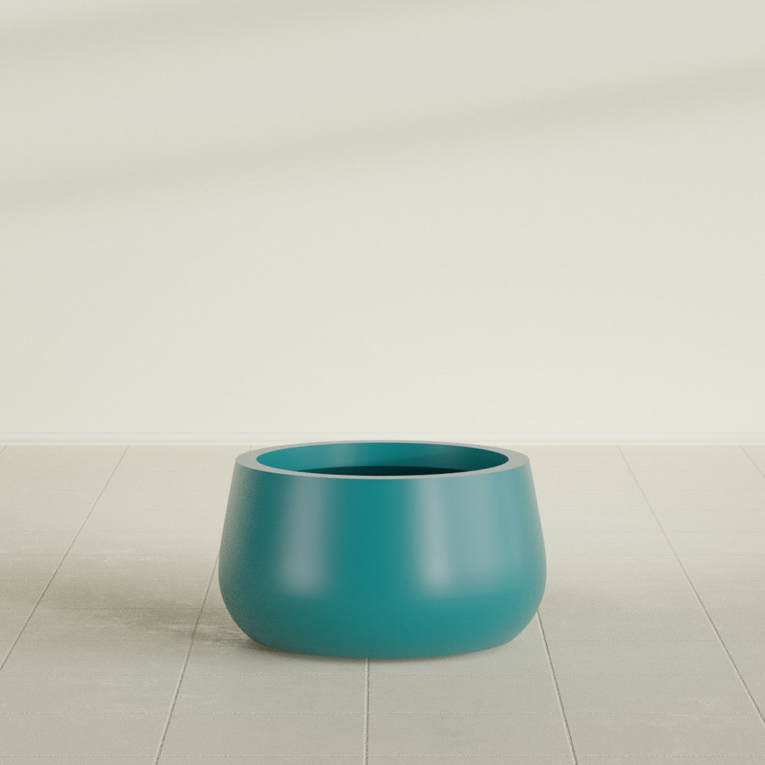 Short Hayden Small Round Fiberglass Planter - 16 in x 16 in x 8 in - Satin Sea Foam - Satin Sea Foam,16 in x 16 in x 8 in