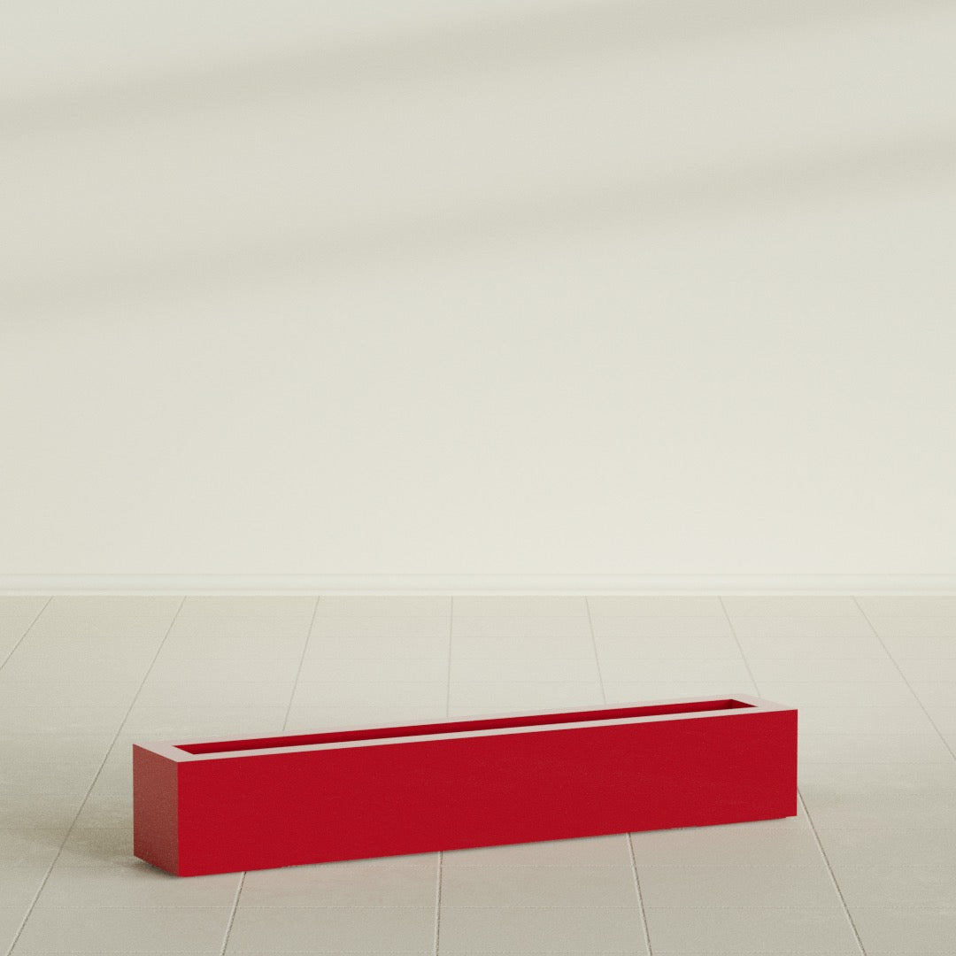 Salon Large Tall Rectangle Fiberglass Planter - 48 in x 8 in x 8 in - Gloss Red - Gloss Red,48 in x 8 in x 8 in