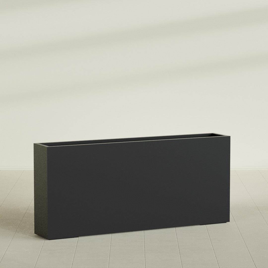 Delray Extra Large Long Rectangle Fiberglass Planter - 72 in x 12 in x 32 in - Matte Black - Matte Black,72 in x 12 in x 32 in