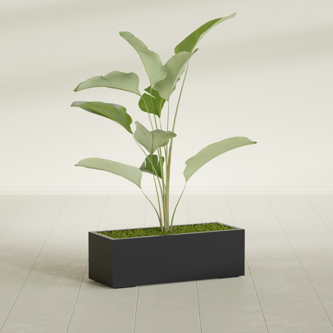 Cuba Large Long Rectangle Fiberglass Planter - 36 in x 14 in x 12 in - Matte Black - Matte Black,36 in x 14 in x 12 in