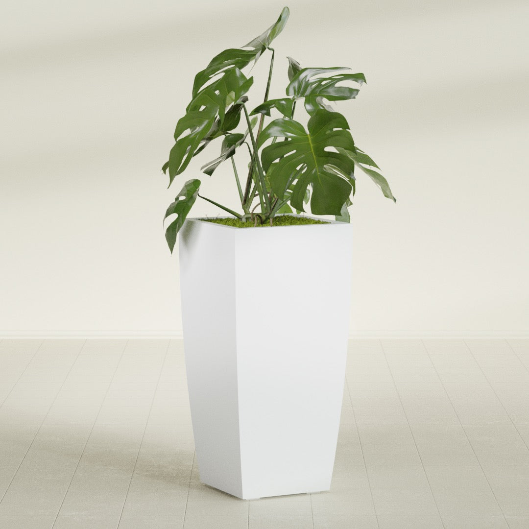 Toulan Large Tall Tapered Square Fiberglass Planter - 20 in x 20 in x 42 in - Gloss White - Gloss White,20 in x 20 in x 42 in