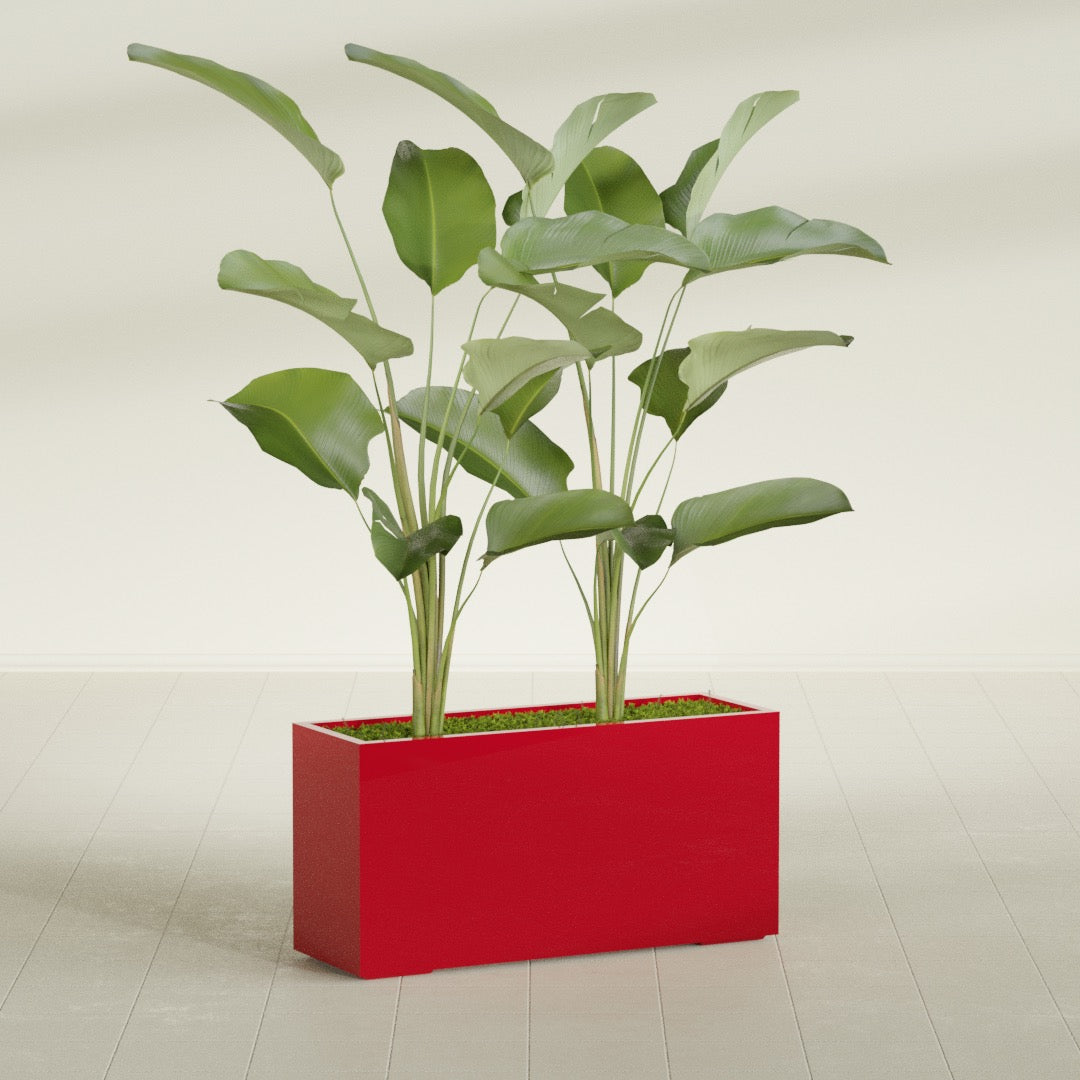 Tolga Extra Large Long Rectangle Fiberglass Planter - 48 in x 16 in x 24 in - Gloss Red - Gloss Red,48 in x 16 in x 24 in