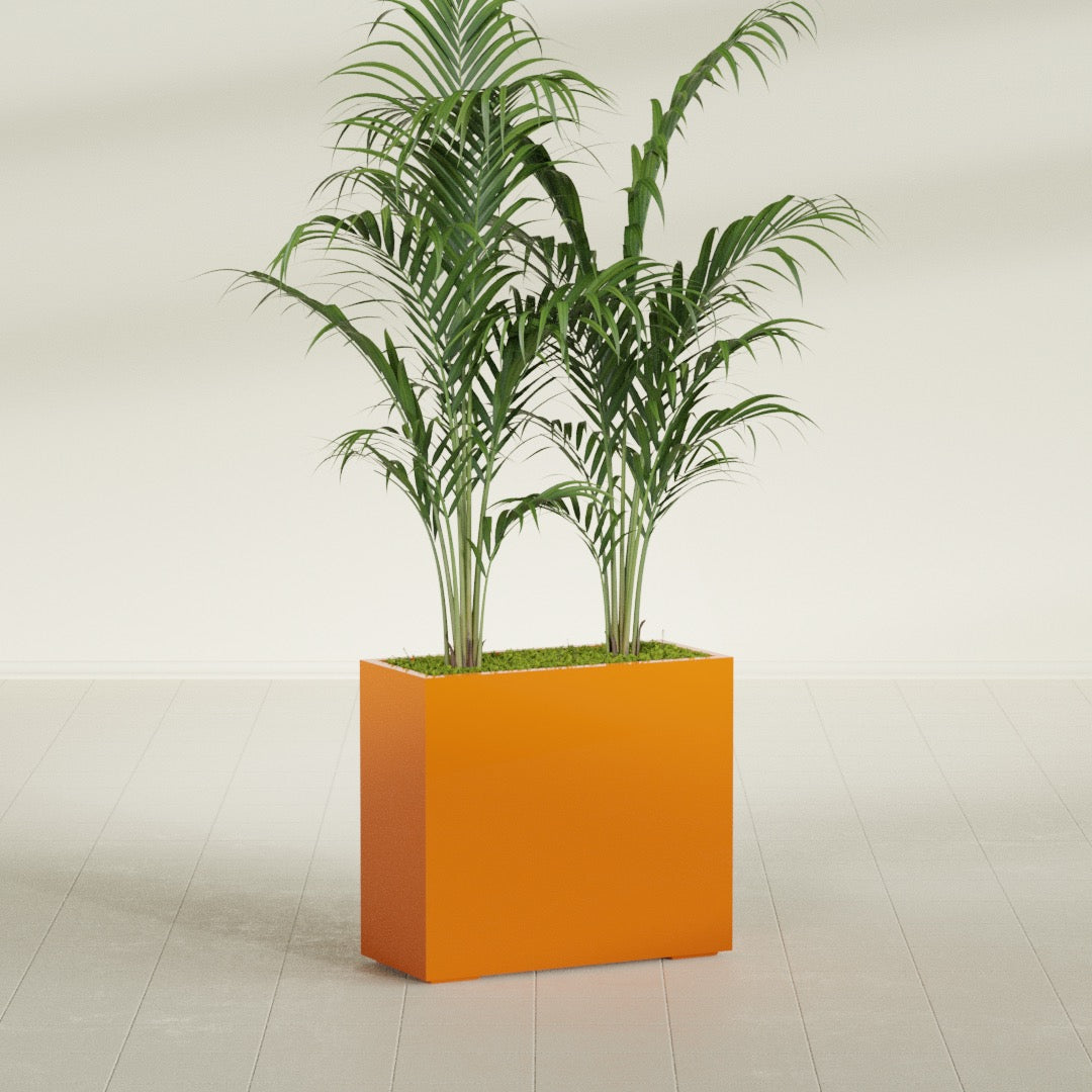 Potsdam Large Rectangle Fiberglass Planter - 36 in x 16 in x 32 in - Gloss Tangerine - Gloss Tangerine,36 in x 16 in x 32 in
